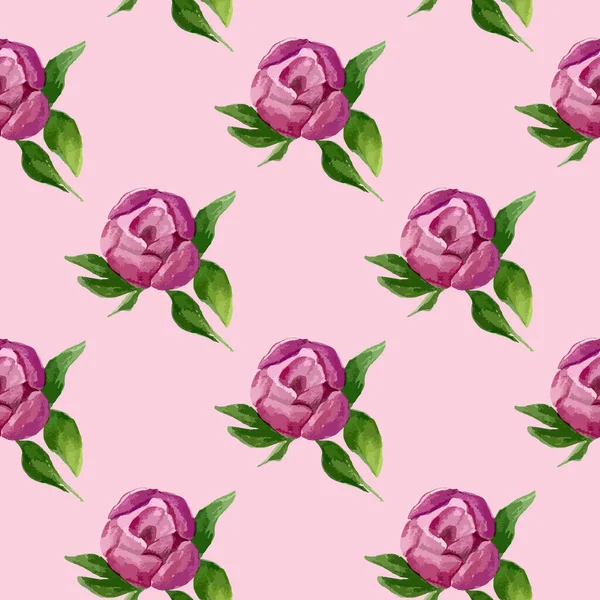 Aquarell Vektormuster Nahtlos Tropisch Hell Wiederholende Textur Mit Rosa Blüten — Stockvektor