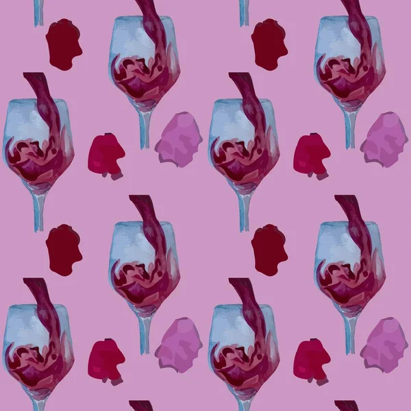 Watercolor Handmade Pattern Seamless Wine Red Wallpaper Background Variable — Archivo Imágenes Vectoriales