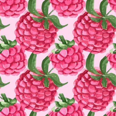 suluboya vektör el çizimi desensiz pembe meyve meyvesi ahududu