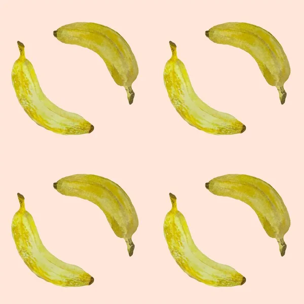 Akvarell Kézzel Húzott Vektor Zökkenőmentes Minta Banán — Stock Vector