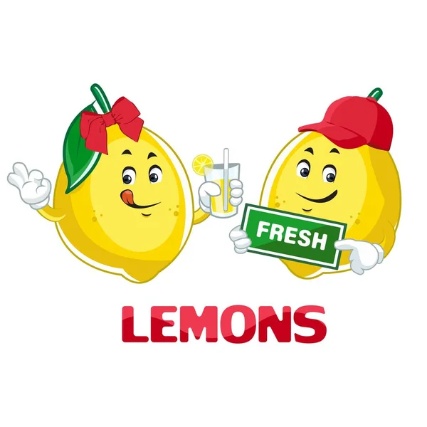 Vector Isolated Illustration Yellow Lemons Hat Bow Sign — Vetor de Stock