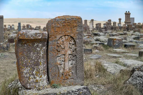 Berühmter Khachkar Friedhof Noratus Armenien Sevan See — Stockfoto