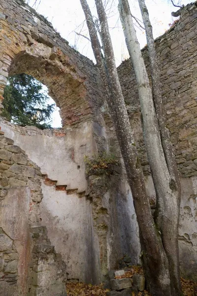 Opuszczony Ruiny Barokowego Kościoła Lesie Czechach Europie — Zdjęcie stockowe