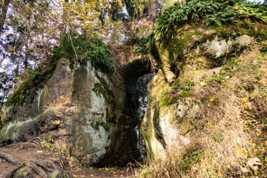 Avrupa 'nın kuzey bohemyasında, ardspach' ta çok güzel kaya kumtaşı oluşumları