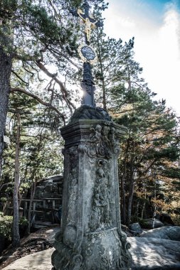 Avrupa 'nın kuzey bohemyasında, ardspach' ta çok güzel kaya kumtaşı oluşumları