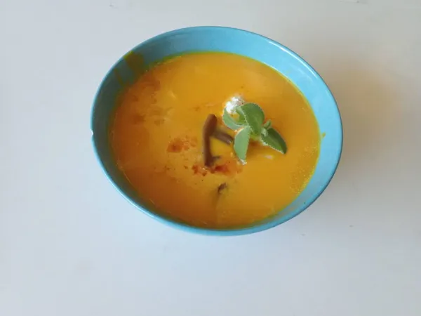 新鮮なカボチャのスープの部分ボウル — ストック写真