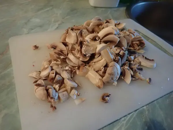 Preparação Caseira Cebola Frita Com Cogumelos — Fotografia de Stock