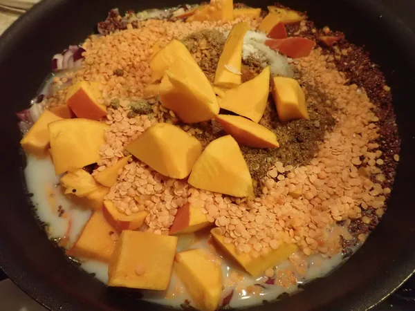 Домашнє Приготування Традиційного Гарбузового Супу Кухні — стокове фото