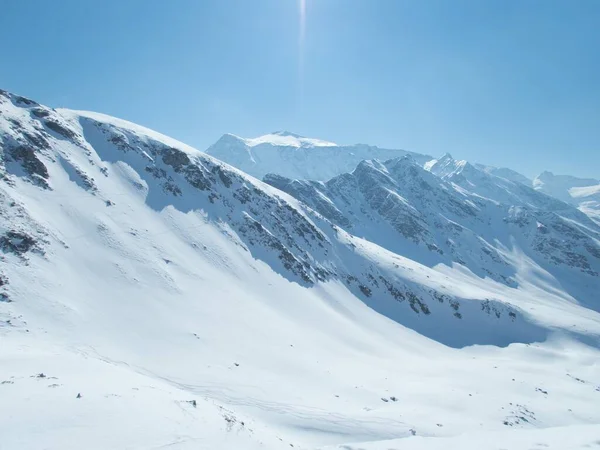 在澳大利亚阿尔卑斯山区的稀里哗啦的冬季风景中穿梭 — 图库照片