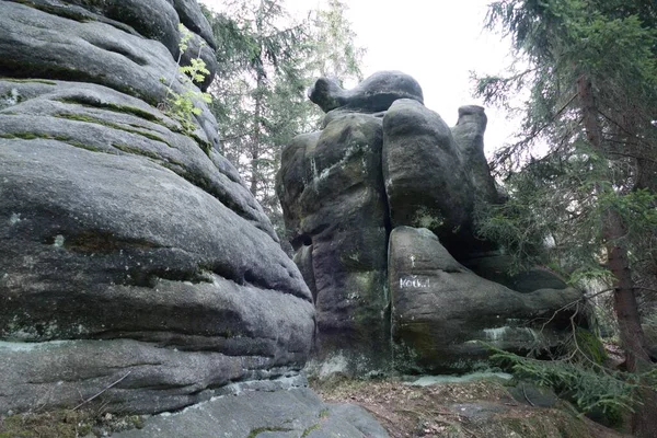 Famous Beautiful Rock Formations Sandstone Broumov Northern Bohemia — Stock Photo, Image