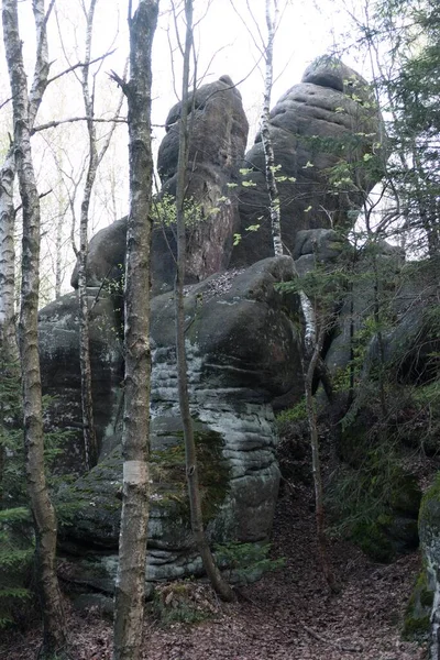 Famous Beautiful Rock Formations Sandstone Broumov Northern Bohemia — Stock Fotó