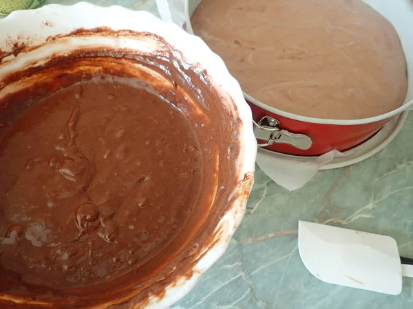 Kitchen Process Baking Homemade Sweet Chocolate Cake —  Fotos de Stock