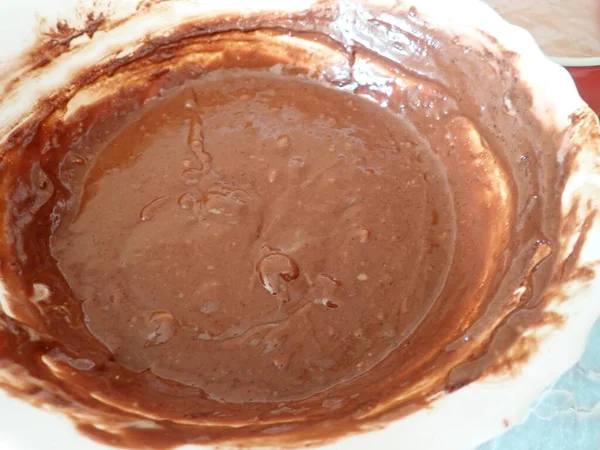 Kitchen Process Baking Homemade Sweet Chocolate Cake — 스톡 사진