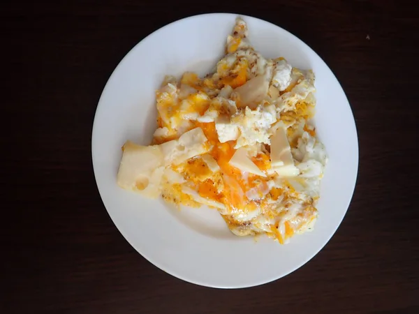 Scrabbled Eggs Vegetales Served Plate Breakfast — Stockfoto