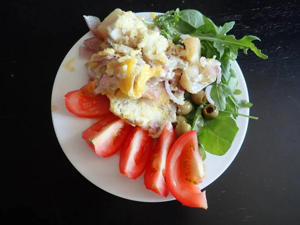 Bread Cheese Vegetables Snack Served Plate — Stock Fotó