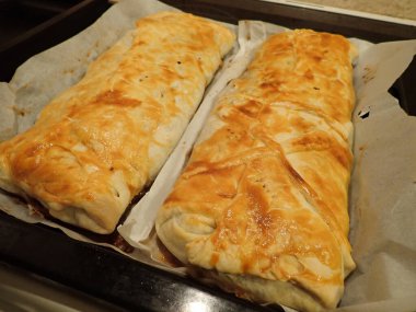 homemade baking of a traditional apple strudel