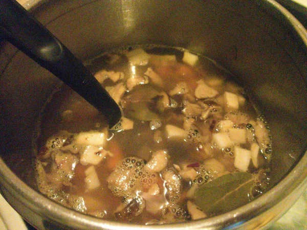 Cozinhar Uma Sopa Legumes Caseiro Emcozinha — Fotografia de Stock