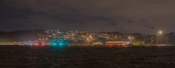 Night View City Seashore Sunset — Stock Photo, Image