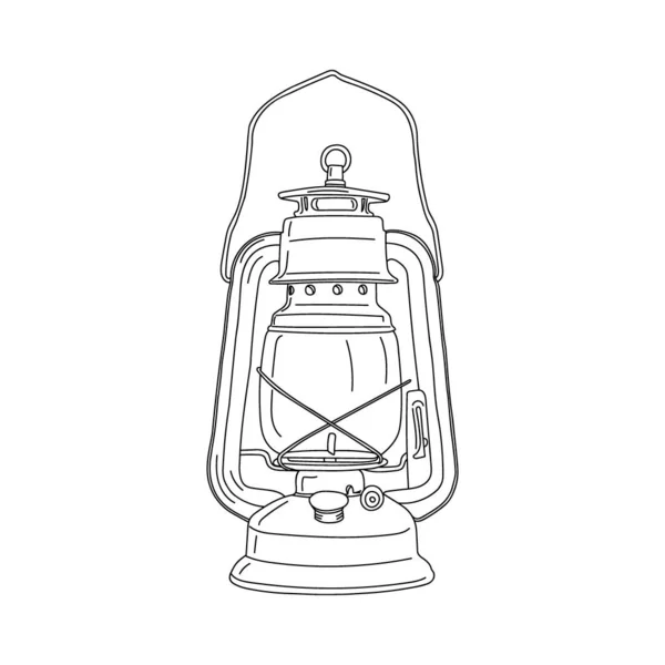Ručně Kreslená Černá Barva Retro Lucerna Ročník Plynové Lampy Vektorová — Stockový vektor
