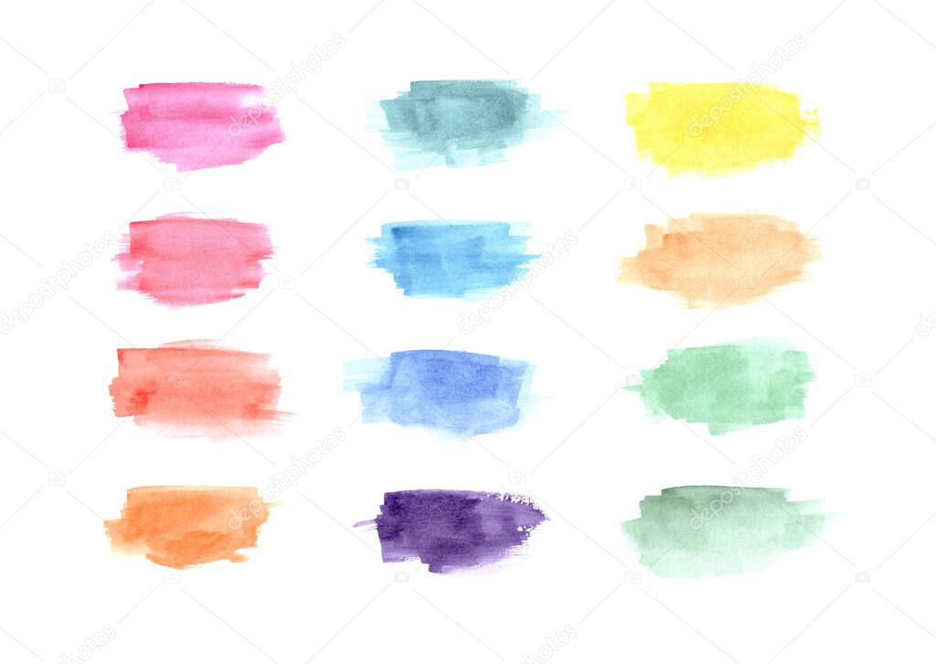 Set of watercolor brush strokes