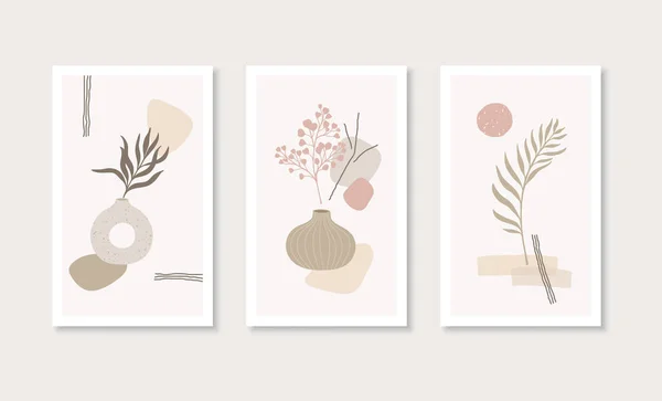 Botanik ve vazo duvar sanatı seti