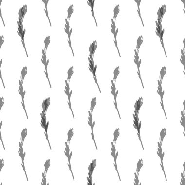 Monochrome floral seamless pattern. Minimalist plants design for home textile, fabric, wrapping paper, cover.