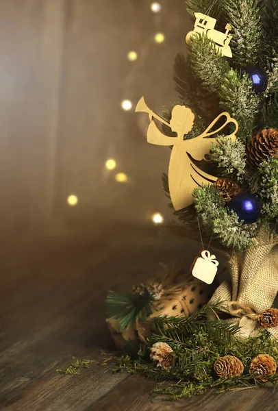 Χριστουγεννιάτικα Στολίδια Ζεστό Εσωτερικό Χριστουγεννιάτικο Δέντρο Χριστουγεννιάτικα Παιχνίδια Στο Περίπτερο — Φωτογραφία Αρχείου