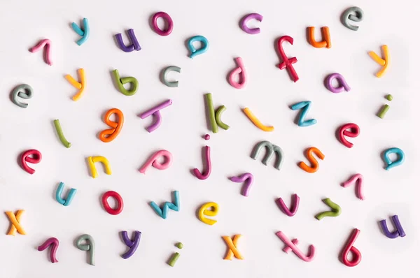 Lettres Alphabet Anglais Plasticine Multicolore Sur Fond Blanc — Photo