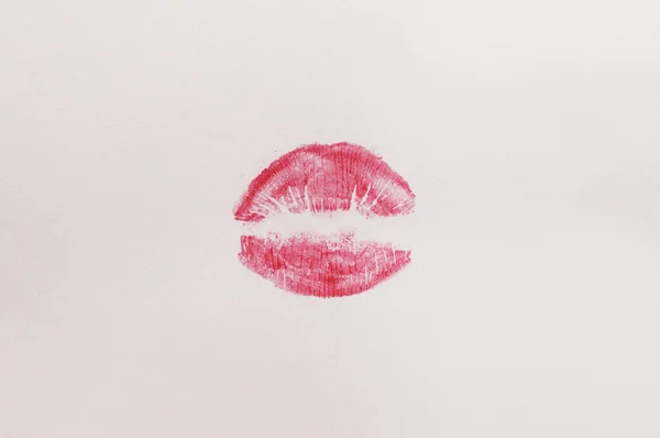 Een Spoor Van Roze Lippenstift Een Witte Achtergrond — Stockfoto