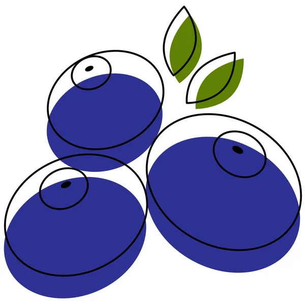 Blueberries Vector Απομονώνονται Λευκό Φόντο — Διανυσματικό Αρχείο