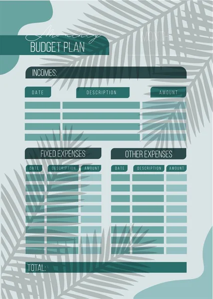 Planificador Presupuesto Mensual Personal Formato —  Fotos de Stock