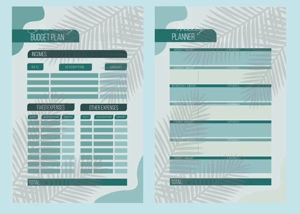 Personal Monthly Weekly Budget Planner Format — 图库照片