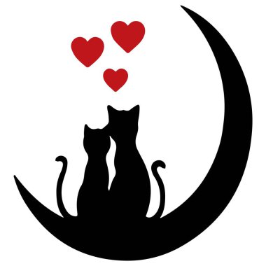 İki aşık kedi Ay 'da oturuyor