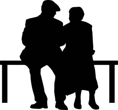 Yaşlı bir adam ve yaşlı bir kadının vektör siluetleri.
