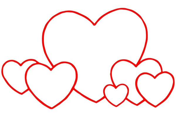 Rote Herzformen Auf Weißem Hintergrund — Stockvektor