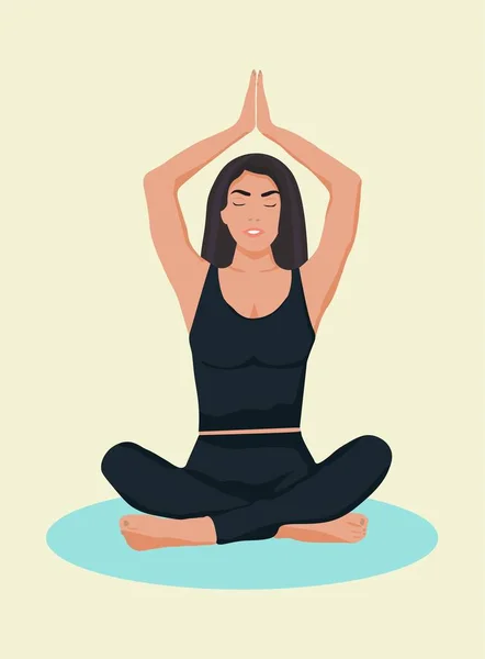 Poster Yoga Center Girl Lotus Pose — Stock Vector