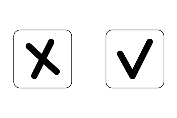Häkchen Und Zeichen Symbol Für Apps Und Webseiten — Stockvektor