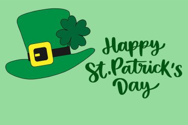 Üzerinde harfler ve yoncalar olan Aziz Patrick günü kartı.