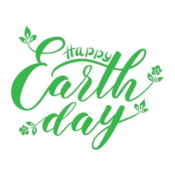 Glücklich Earth Day Hand Schriftzug — Stockvektor