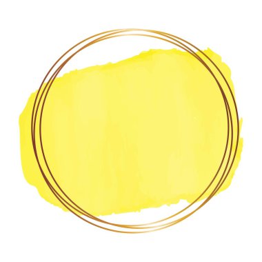 Sarı fırça darbeleri ve altın çizgiler.