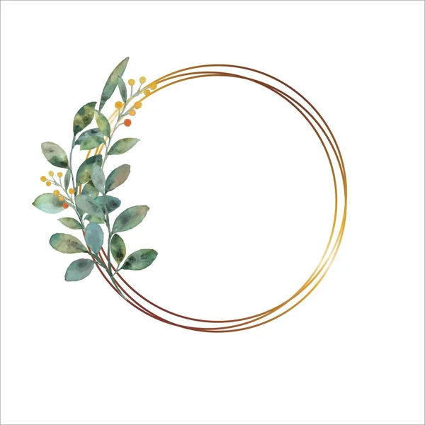 Yaprakları ile altın çerçeve.