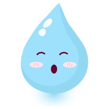 Sevimli, mutlu, gülümseyen su damlası.