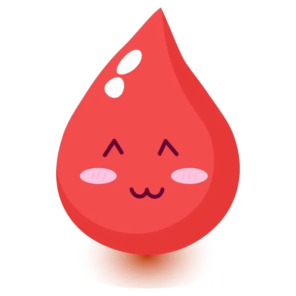 Bonito Feliz Sorrindo Sangue Gota Personagem Desenho Animado — Vetor de Stock