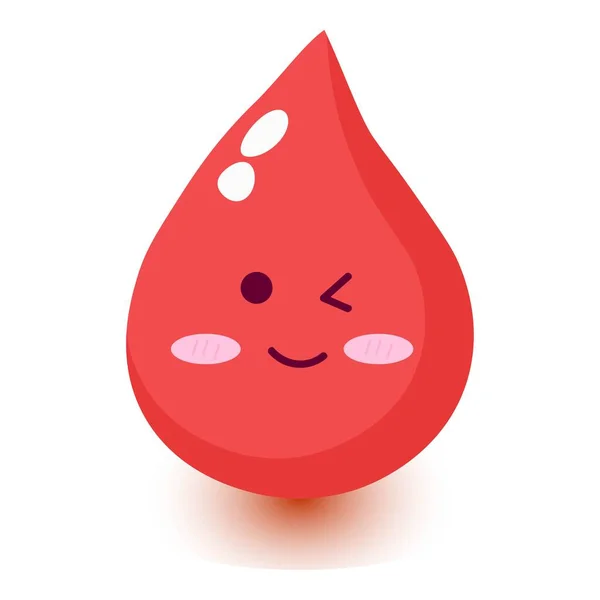 Cute Happy Smiling Blood Drop Cartoon Character — Wektor stockowy