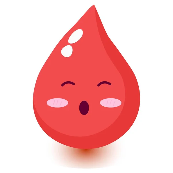 Bonito Feliz Sorrindo Sangue Gota Personagem Desenho Animado — Vetor de Stock