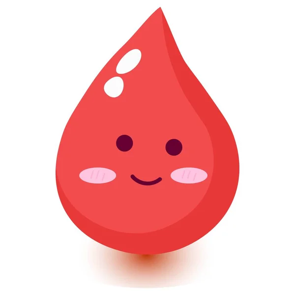 Bonito Feliz Sorrindo Sangue Gota Personagem Desenho Animado — Vetor de Stock