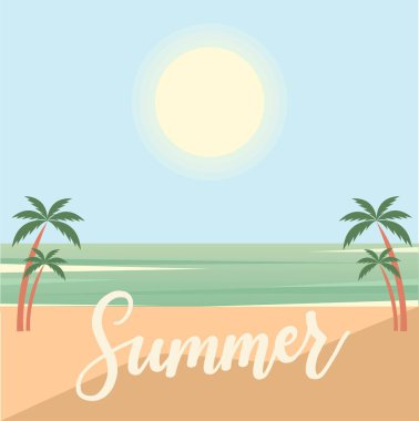 Palmiye ağaçlı yaz kartı