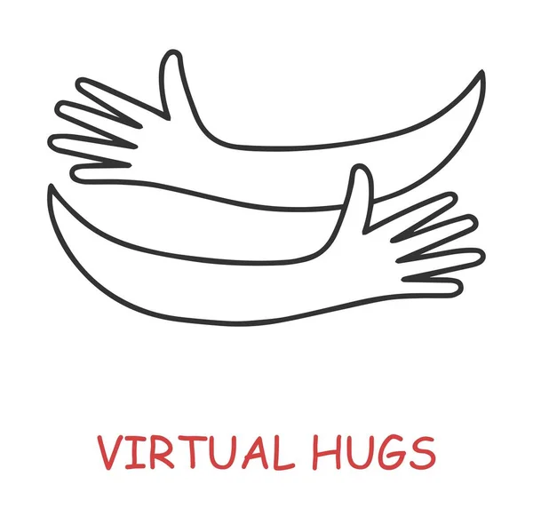Virtuele Handen Omhelsd Witte Vector Illustratie — Stockvector