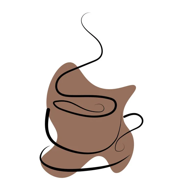 一杯のコーヒーの連続線の描画 — ストックベクタ