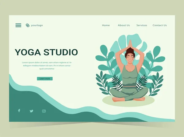 Yoga Studio Weboldal Sablonja — Stock Vector